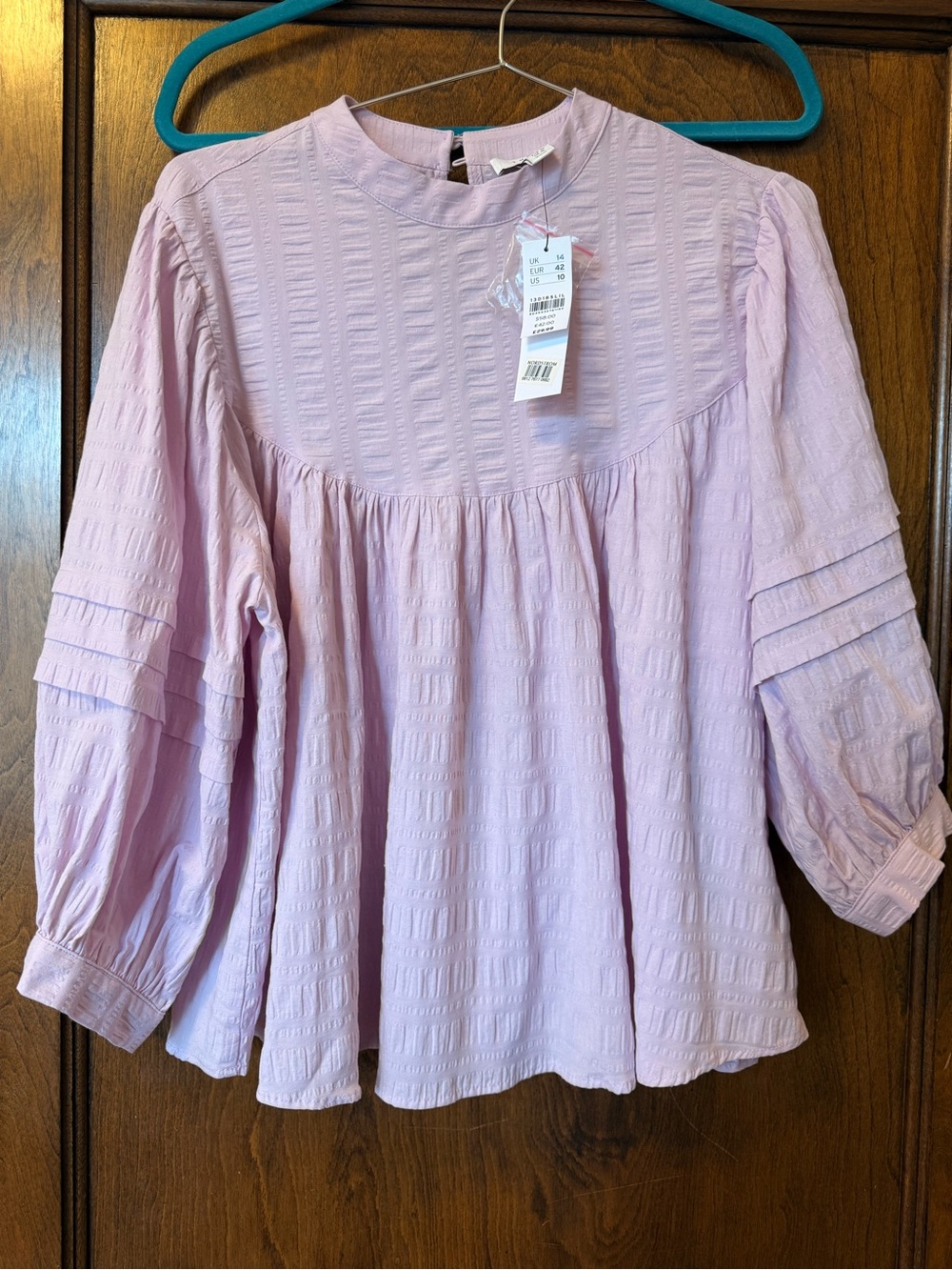 Nordstrom/TopShop Lavender Textured Puff-Sleeve Blouse